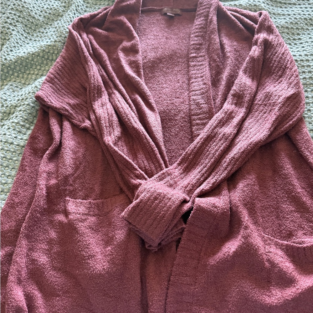 Barefoot Dreams Pink Cardigan Sweater V-Neck Soft Knit
